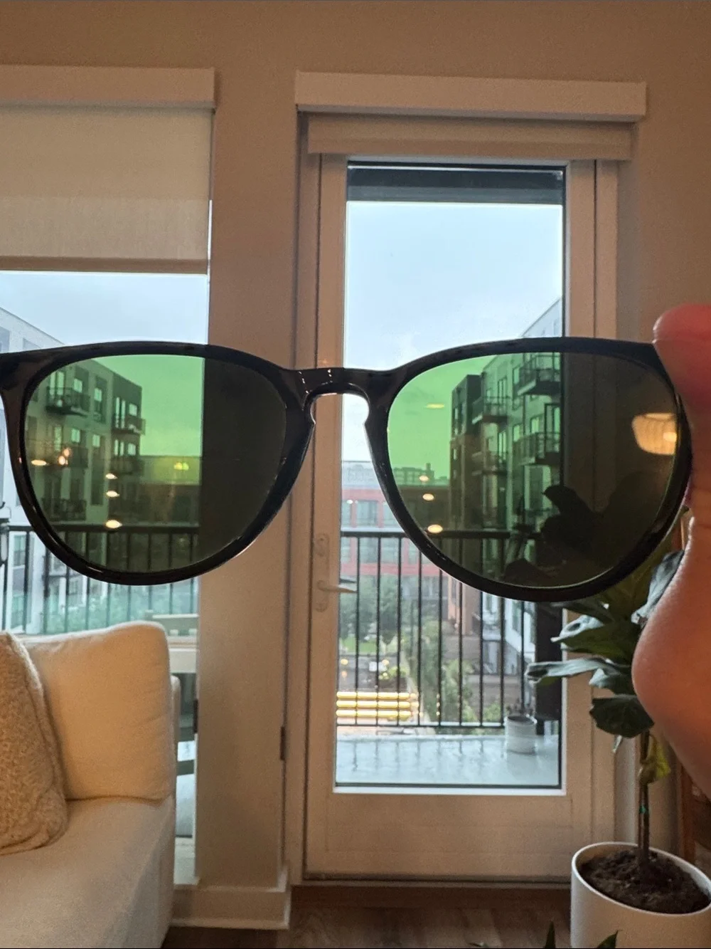 Ray-Ban Erika RB4171 Sunglasses with Green Polarized Lens